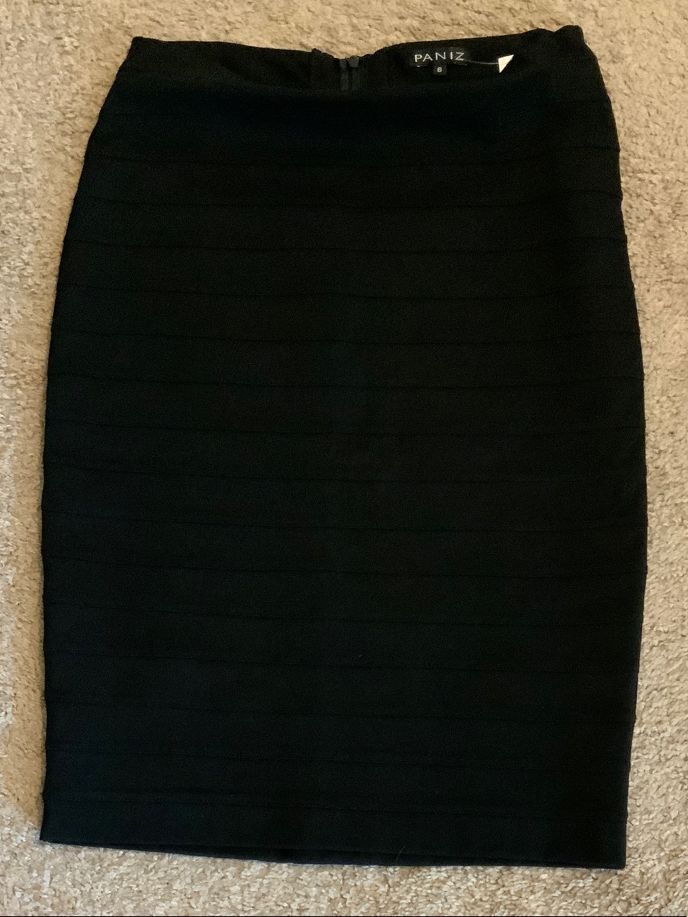 Paniz Black Ribbed Bandage Pencil Skirt